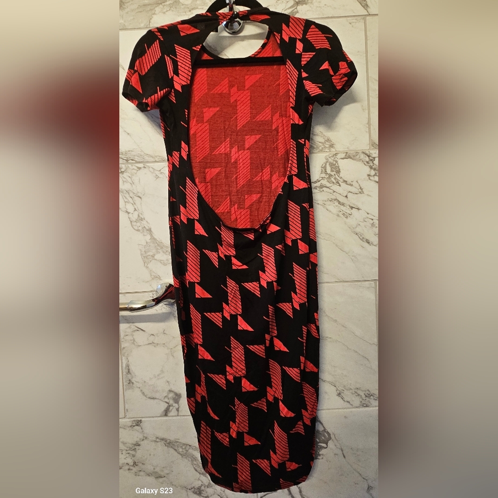 ASOS Black and Red Geometric Pattern Dress - Picture 3 of 4